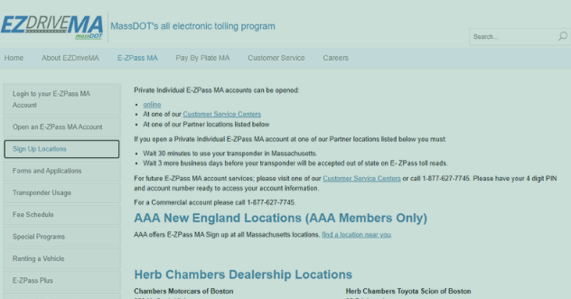EZPass Massachusetts Account