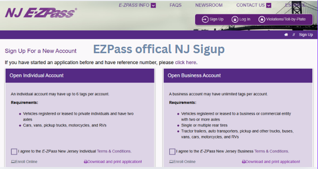 Sign Up for a New EZPass NJ Account